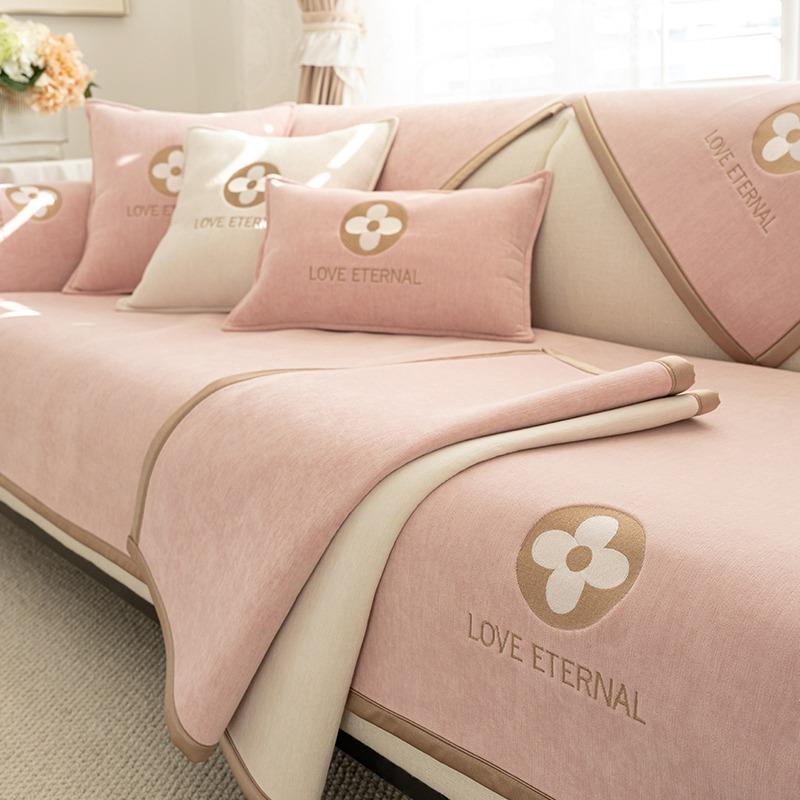 Baby Velvet Sofa Cushion, Universal Anti-slip Cushion for All Seasons, Simple, Modern, Fresh, High-end Sofa Cover, Full Cover Cloth