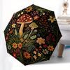 Enchanted Forest Mushroom Rug, Vibrant Floral Round Carpet for Home Decor Umbrella, Cute Umbrella with Cute Design, Portable 3-Fold Compact Umbrella F