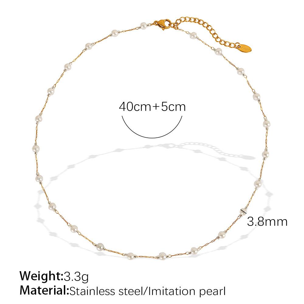 Creative Jewelry Set Chain Women'S Versatile Simple Collarbone Chain Bracelet Pearl Necklace Set Women