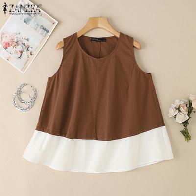 Women Casual O-neck Summer Sleeveless Patchwork Tank Tops