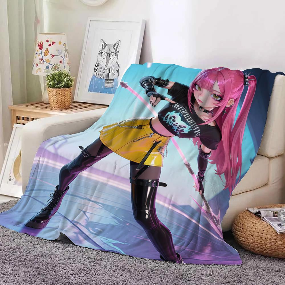 KPop Demon Hunters Colorful Anime Blanket: Girls and Cute Monsters, Super Cool Patterns, Warm and Warm