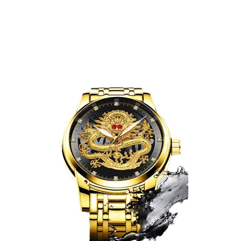 New Fashion Automatic Non-mechanical Waterproof Men's Watch High-grade Gold Dragon Quartz Watch Men's Watch