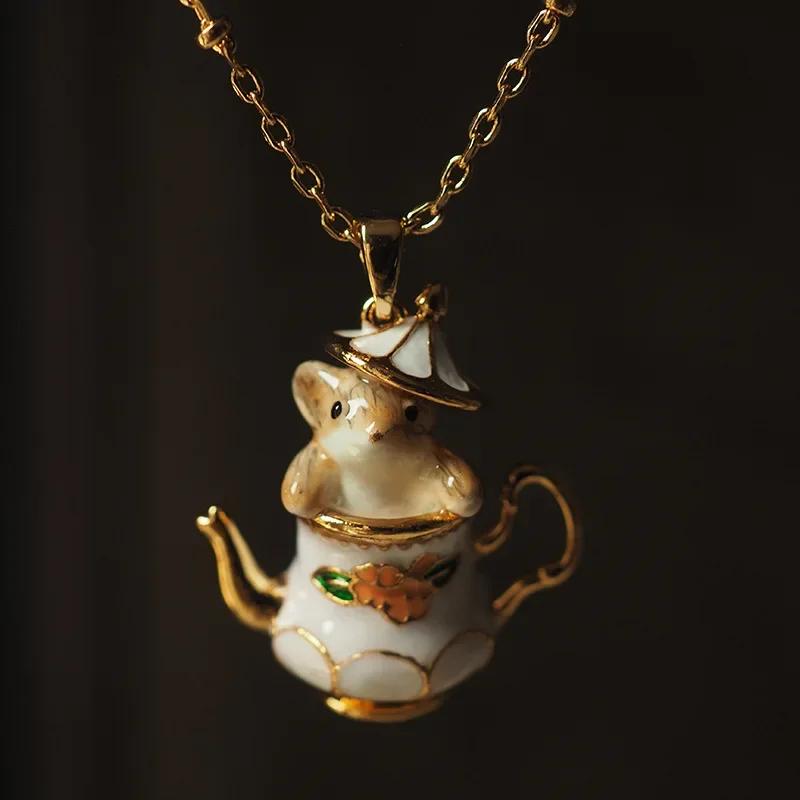 

New Fashion Funny Enamel Cartoon Chipmunk French Teapot Earrings for Women Accessories Style Jewelry Woman Charm