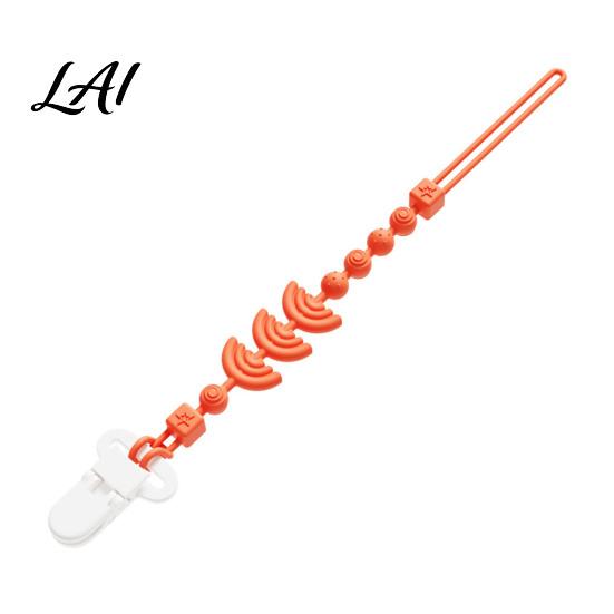 BPA-free Pacifier Leash Silicone Clip with Teether for Infants BPA-Free Chewable Baby Anti-Drop Holder Non Metallic Chain 0-24 Months Boil-Safe