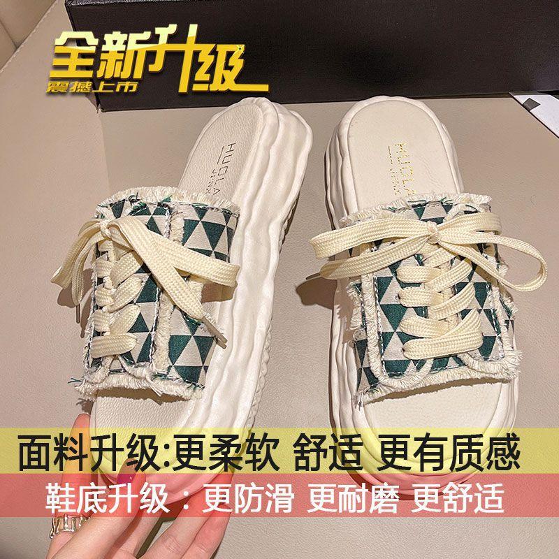 

Одно слово парусиновые тапочки женская летняя верхняя одежда 2025 новые универсальные с толстой подошвой супер огнестойкие модные сандалии без подошвы женские 40