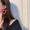 Hollow Heart Pendant Earring Sweet Cool Plush Heart Charm Earrings Temperament Small Hoop Earrings Fashion Jewelry