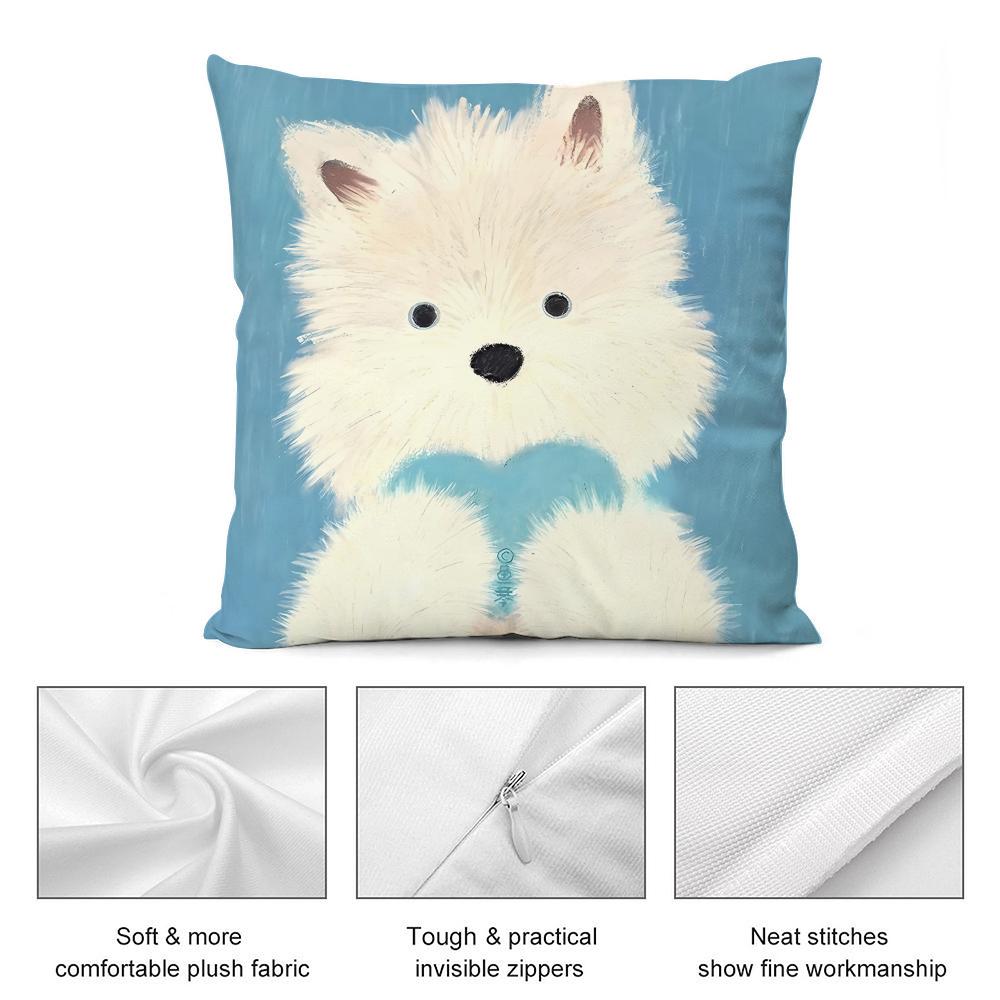 Cute oil painting dog Cushion Cover Soft Plush Fabric DoubleSided Printed Cushion Covers for All Seasons Modern Home Decor