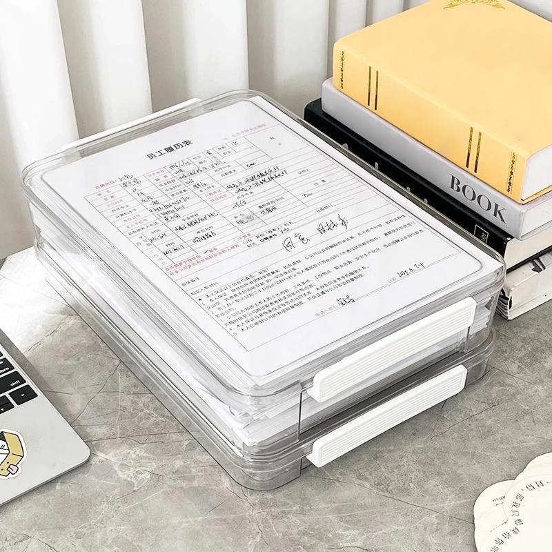 Paper Organizer Stackable Storage Box Transparent Desktop Storage Document Certificate Important Storage Box