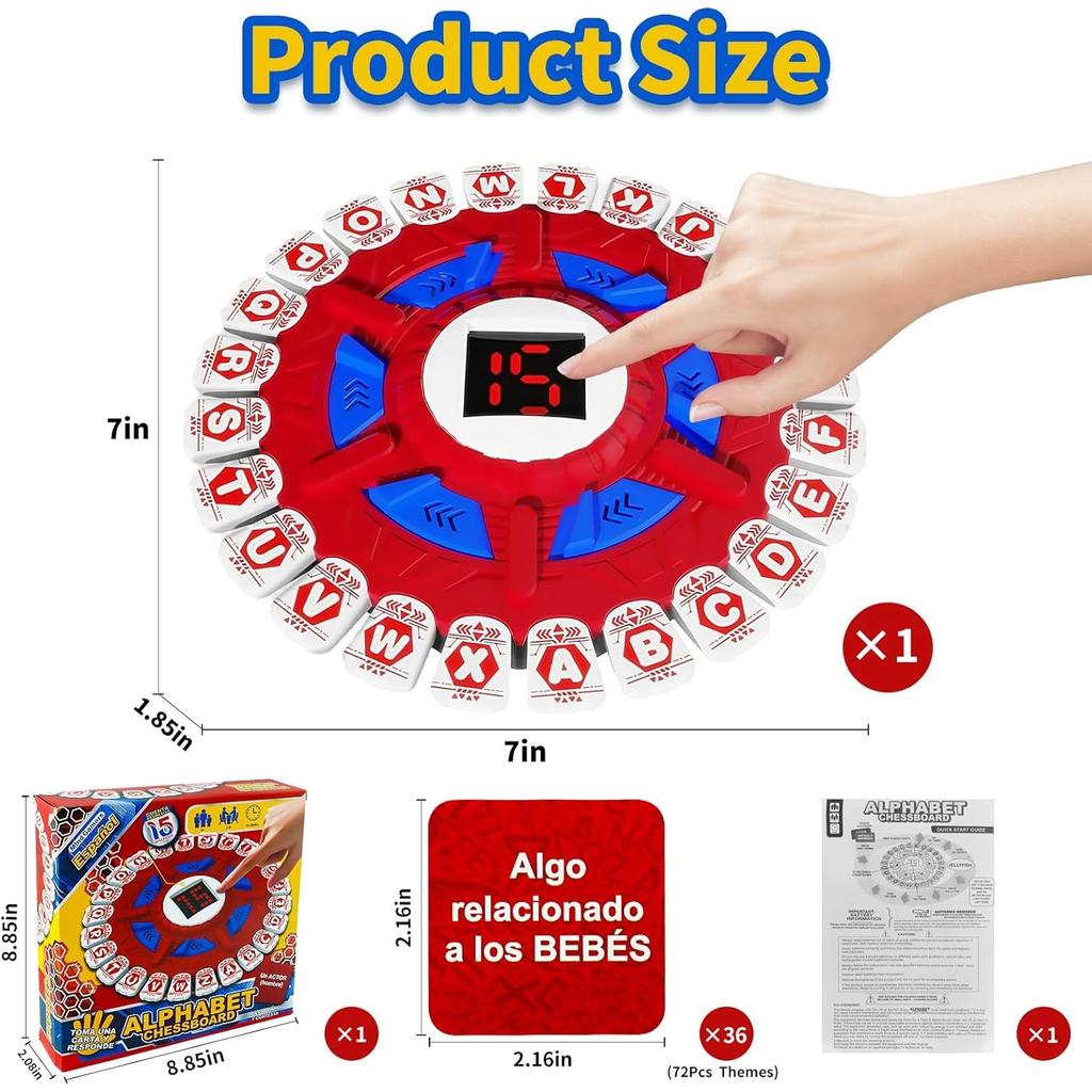 24-Key Crazy Alphabet Board Game 36 Cards 144 Categories Fast Rhythm Word Game 3D Early Learning Fast-Paced Board Game Party
