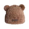 Cute bear wool hat women's winter plush warm fluffy autumn and winter big head circumference knitted hat