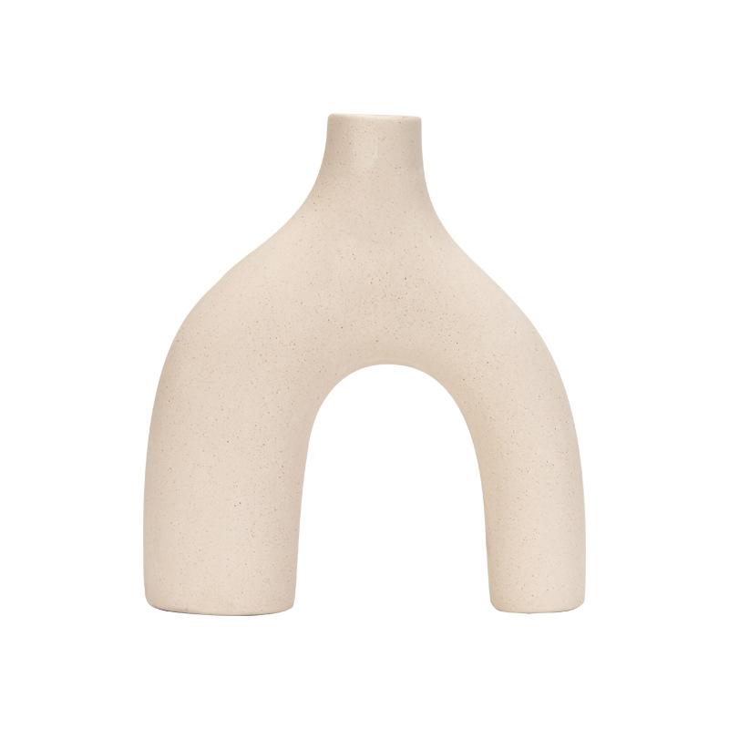 Special-Shaped Plain-Fired Ceramic Vase European-Style Simple Hydroponic Flower Arrangement Ornament Living Room Decoration Handicrafts Minimalist