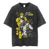 Jolyne Cujoh Stone Ocean Vintage Washed T Shirt Anime Jojo Bizarre Adventure T-shirts Casual Cotton Short Sleeve T Shirts Unisex