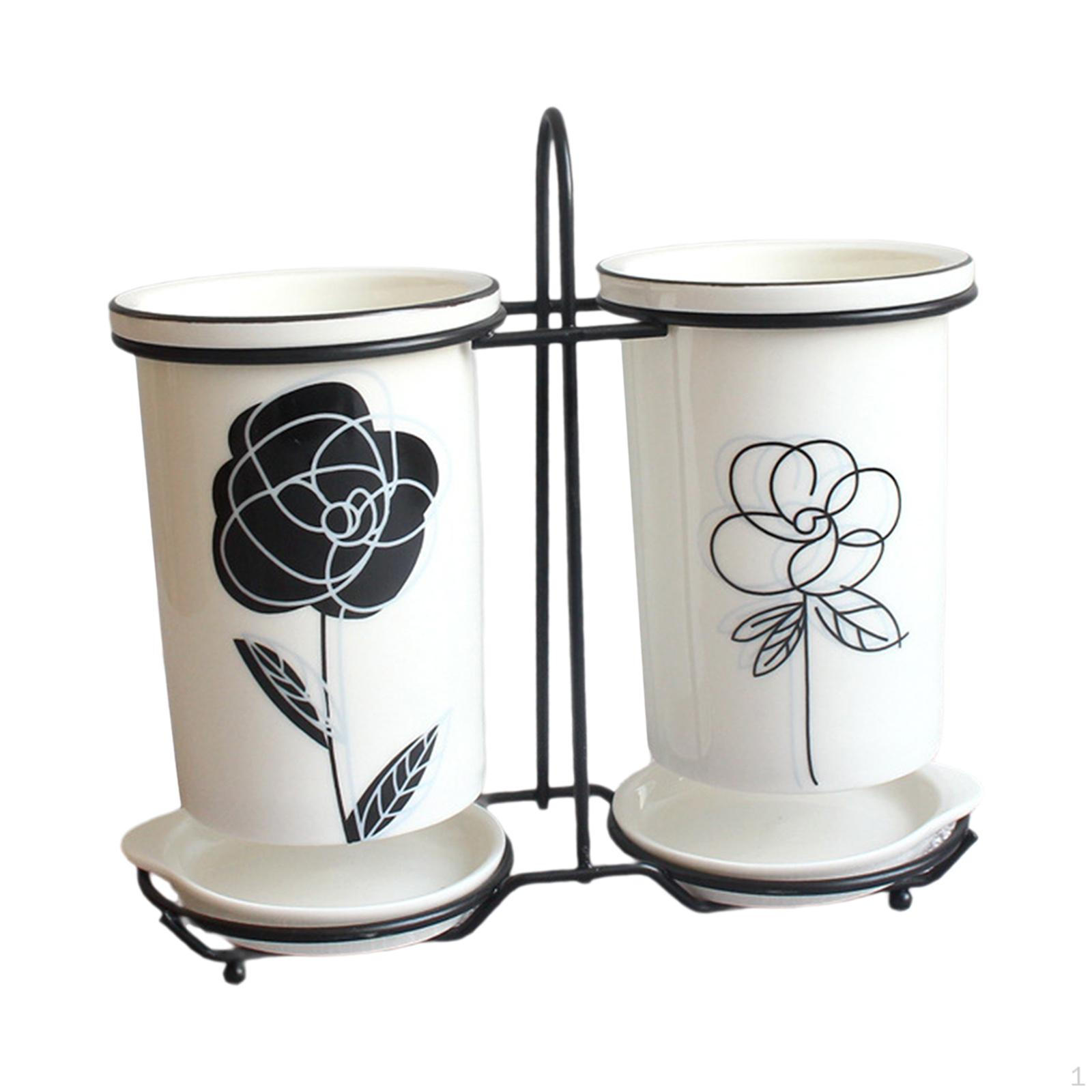 

Держатель для палочек для еды, керамический органайзер для слива, практичный домашний многофункциональный 2 чашки B