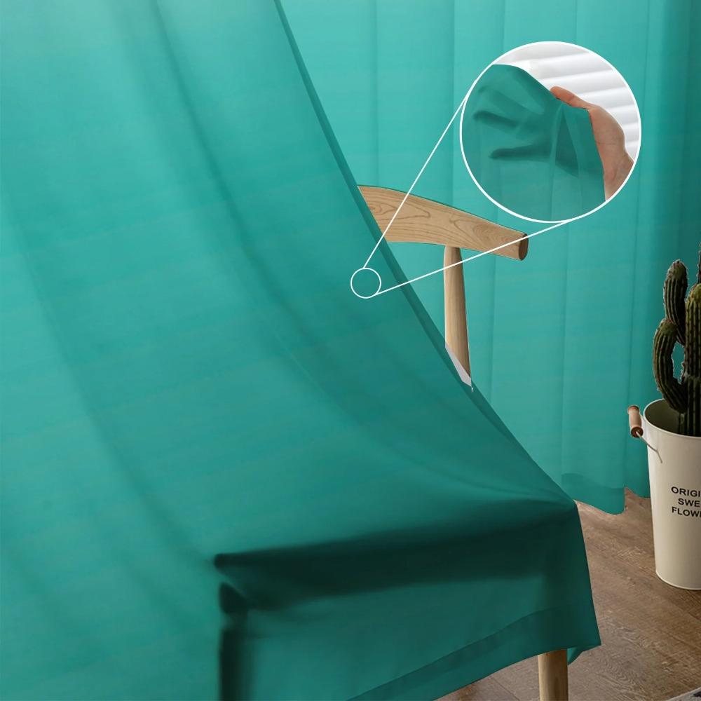 Cyan Turquoise Gradient in Sheer Drapes for Living Room Bedroom Kitchen Window Treatment Chiffon Curtain Blinds