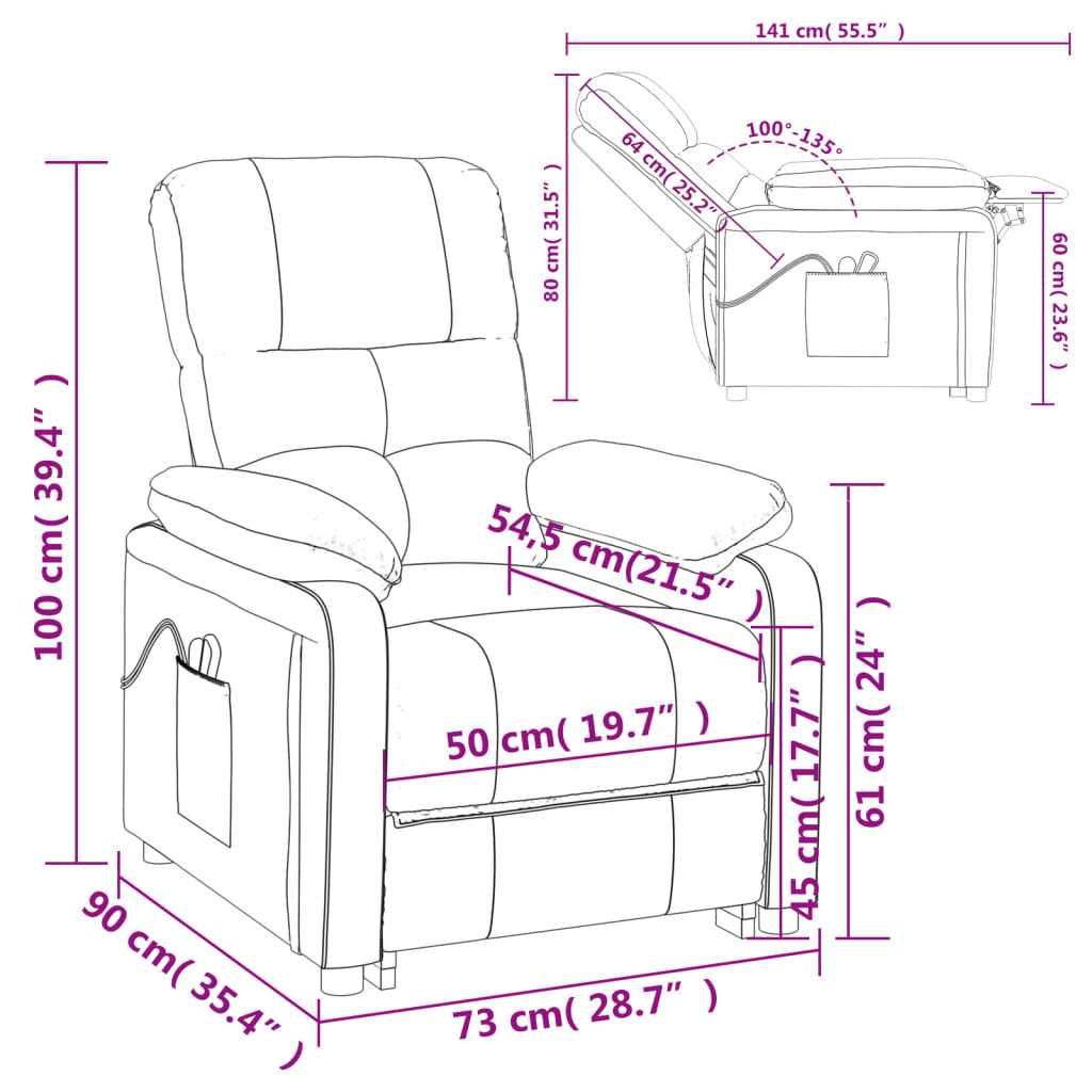 Electric Massage Chair Black Fabric