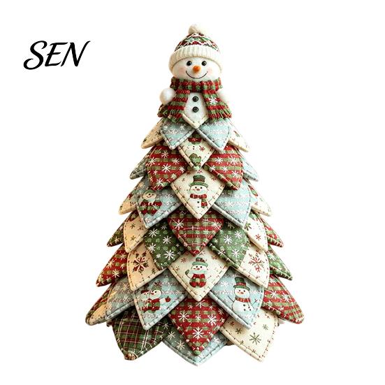 Craft Kits for Home Decor DIY Quilted Fabric Christmas Tree Kit, Vintage Patchwork Sewing Set Festive Projects Holidays Tabletop Decor, Handmade Xmas