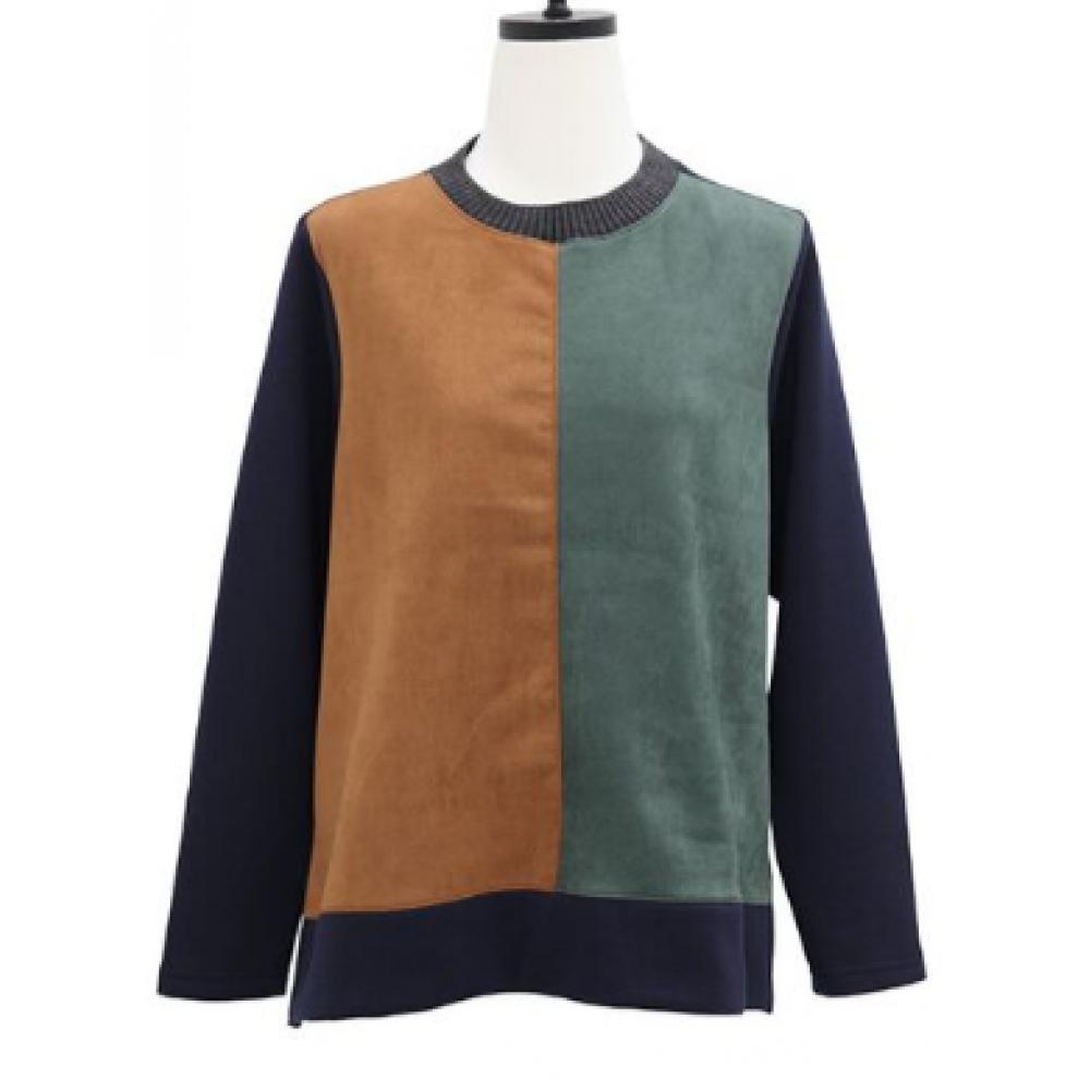 Shiz Madam Fleece Long Tee Suede Color Block T57226