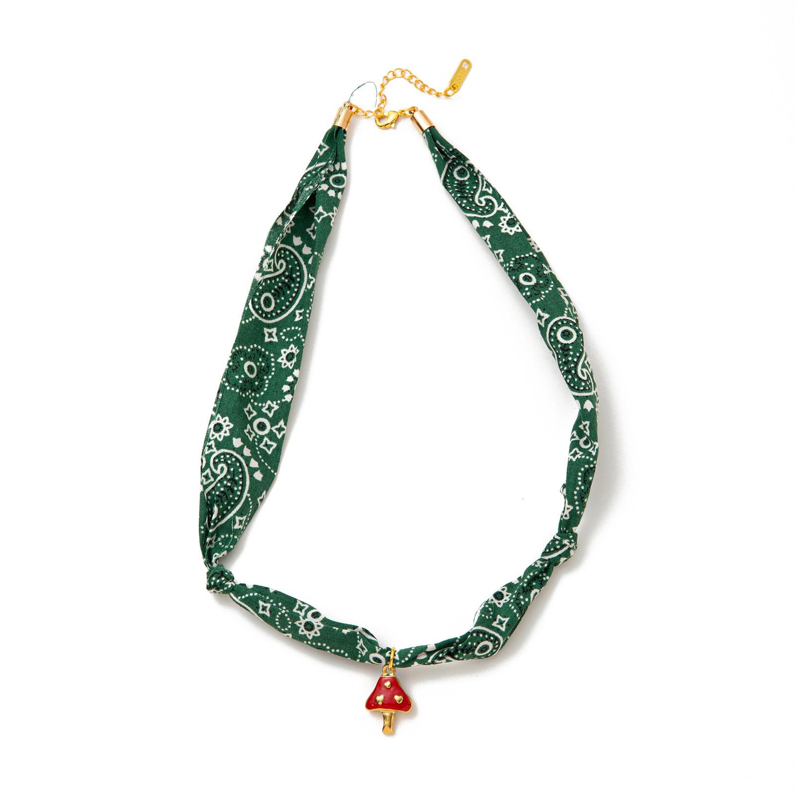 Dopamine Pendant: Stainless Steel Heart & Mushroom Necklace with 18K Colored Rope and Flower Accents