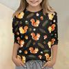 Kinder Tierdruck Rundhals Dreiviertelarm Lässiges T-Shirt Weicher Stoff Bequeme Passform Leichtes Design