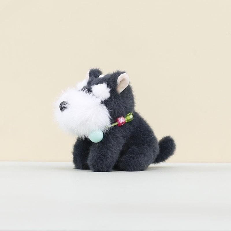 Schnauzer Cute Stuffed Animal Doll Keyring Pendant For Backpack And Car Decor