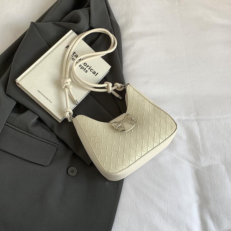 

Simple commuter niche shoulder bag retro underarm women s bag 2024 new portable crescent bag trendy fashion messenger bag білий