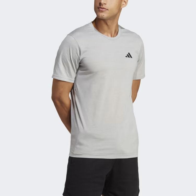 Adidas Train Essentials Feelready Training T-Shirt Solid Logo Round Neck Short Sleeve Men T-Shirts Gray IC7445