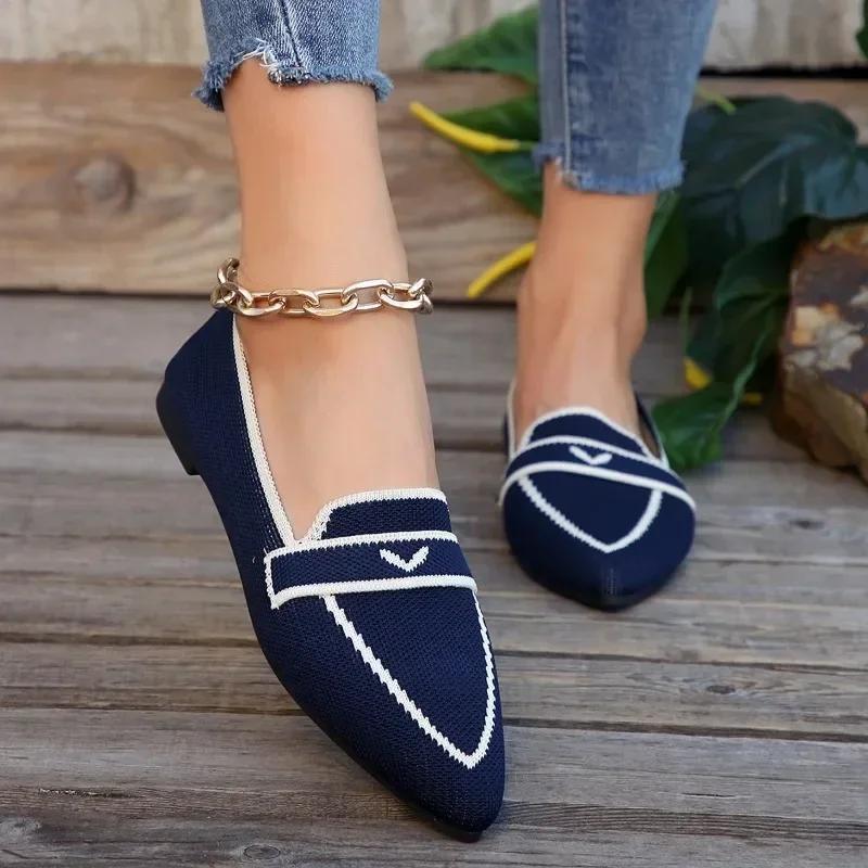 Fashion Women's Ballet Flats Shoes Pointed Toe Barefoot Slip-on Sandals Casual Low Heel Luxury Brand Loafers Woman Designer Shoes
