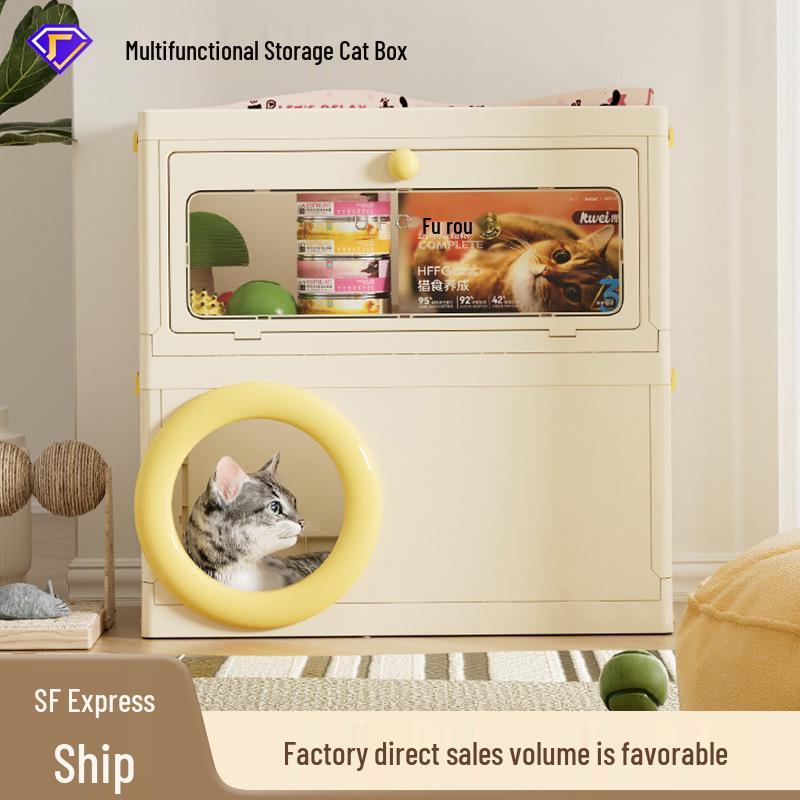 

Multifunctional Pet Storage Box: Living Room & Bedroom Cat Villa with Scratching Board