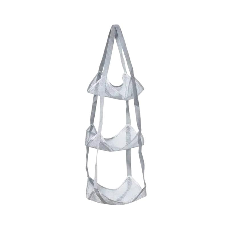 3/4 Tier Mesh Hanging Ball Storage Bag Wall Mount Sports Organizer for Basketball Football Volleyball Doll Toys Playroom Garage