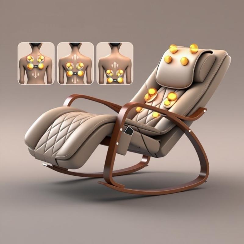 Ergonomic Massage Rocker Recliner Chair Heat And Vibration Neck Back Massage Removable Comfy Overstuffed Living Room Lounge Chai