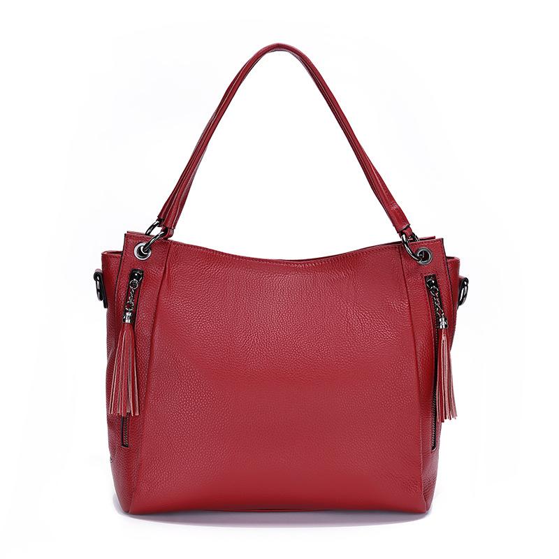 Wind Lychee Pattern First Layer Cowhide Large Bag Large Capacity Fashion Folds Single Shoulder Crossbody This Batch Of Casual Armpit Bags