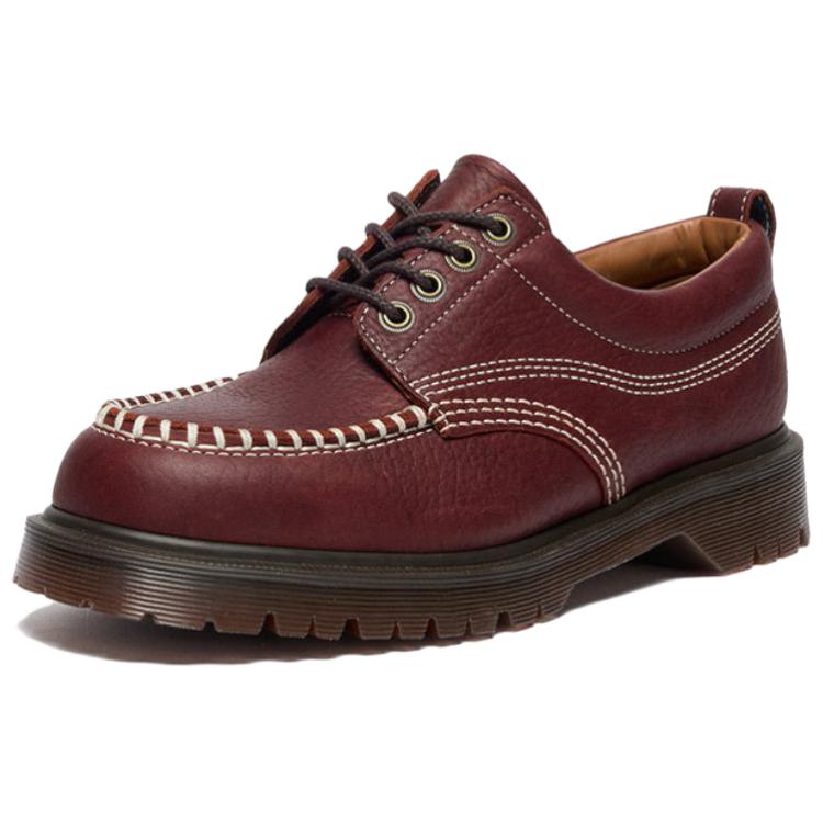 Dr. Martens Amp Vintage Round Toe Thick Sole Lace-Up Casual Leather Shoes Unisex Shoes Deep-Red 42091600