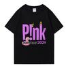 Hot Singer Pink P!nk Summer 2024 Printed Black T Shirt New Men Women Funny Fashion Short Sleeve T-shirts Unisex 100% Cotton Tops