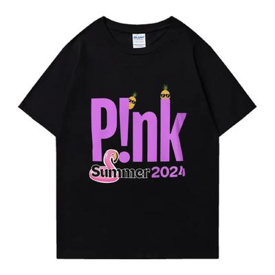 Hot Singer Pink P!nk Summer 2024 Printed Black T Shirt New Men Women Funny Fashion Short Sleeve T-shirts Unisex 100% Cotton Tops