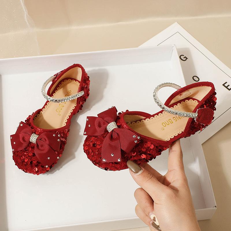 Girls' Sandals Summer New Performance Crystal Baotou Little Girls' Princess Sandals Medium Large Children's Soft Bottom