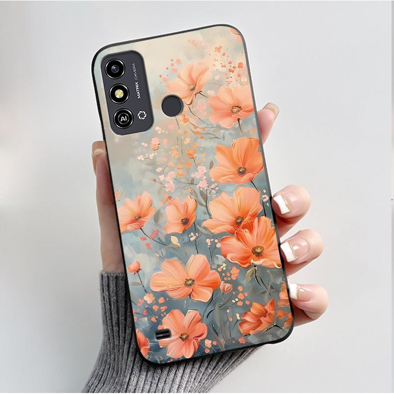 Case For ZTE Blade A53 BladeA53 Pro Casing Luxury Fashion Butterfly Flowers Black Soft TPU Silicone Protective Cover Phone Shell
