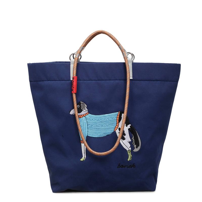 Spring and Summer Embroidery Spotted Dog Underarm Hand Bag Shoulder Bag Simple Tote Bag Messenger Bag Women