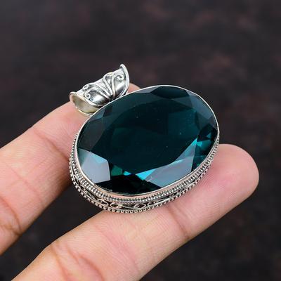 Faceted Indicolite Pendant Handmade Pendant Vintage Pendant Gemstone Jewelry 925 Sterling Silver Pendant Indicolite Jewelry Anniversary Gift