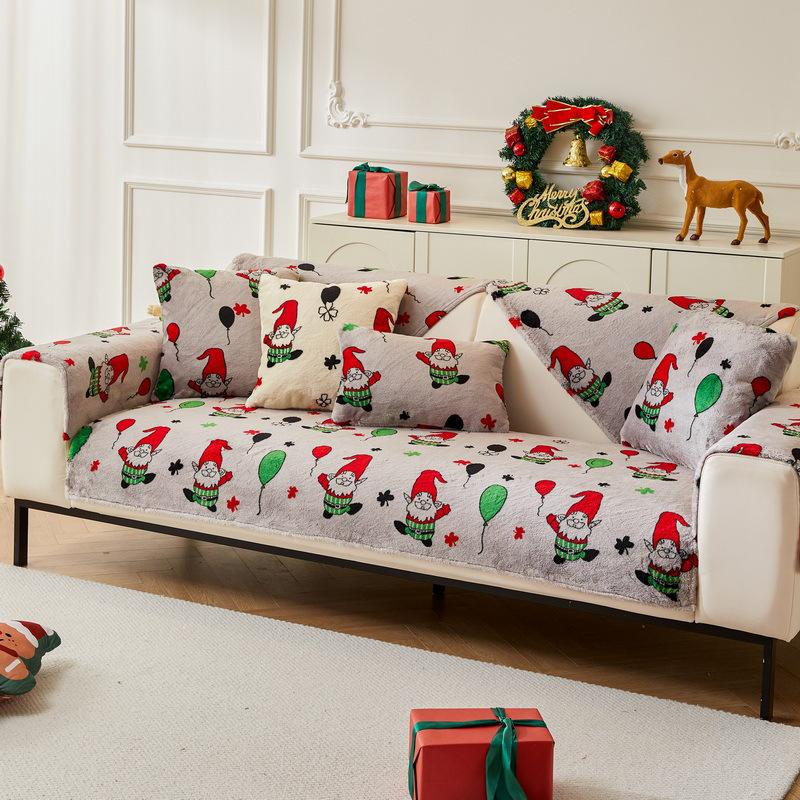 Cream Coffee Rabbit Plush Sofa Cushion Autumn And Winter Warm Seat Cushion Non-Slip Sofa Cover New Cover Towel