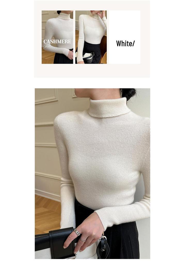 Little Goat Pure Cashmere Women's Slim-Fit Black Turtleneck Sweater