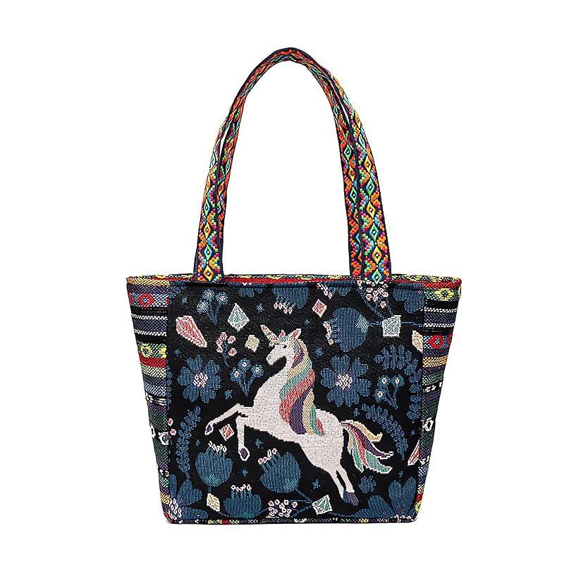 

[YorBurn] tote bag ladies lunch bag knit bag mothers bag handbag mini bag lightweight everyday life blue