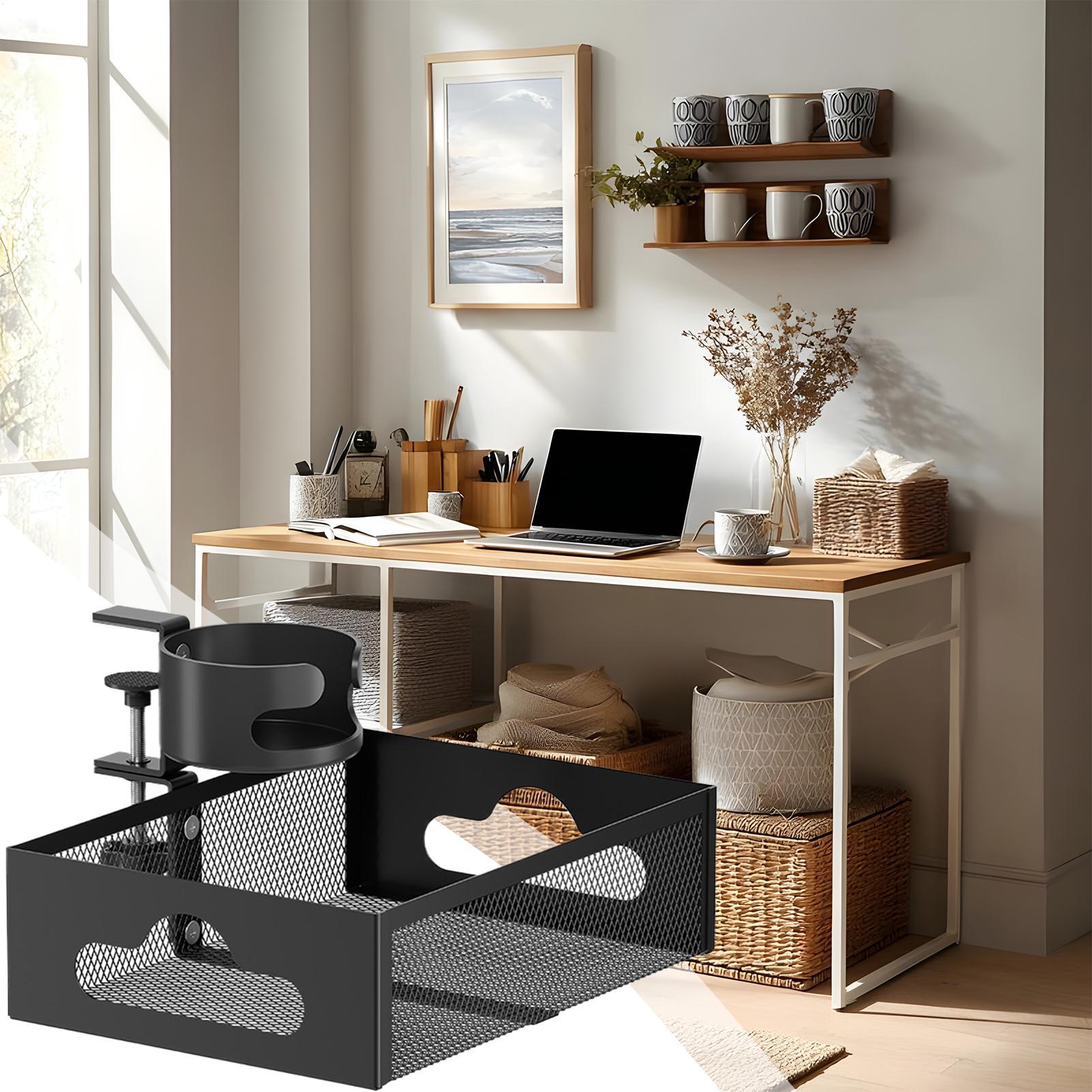 Under Desk Organizer Under Desk Cable Management Tray 360 Degree Rotating Under Desk Drawer Organizer with Cup Holder for Home China Mainland