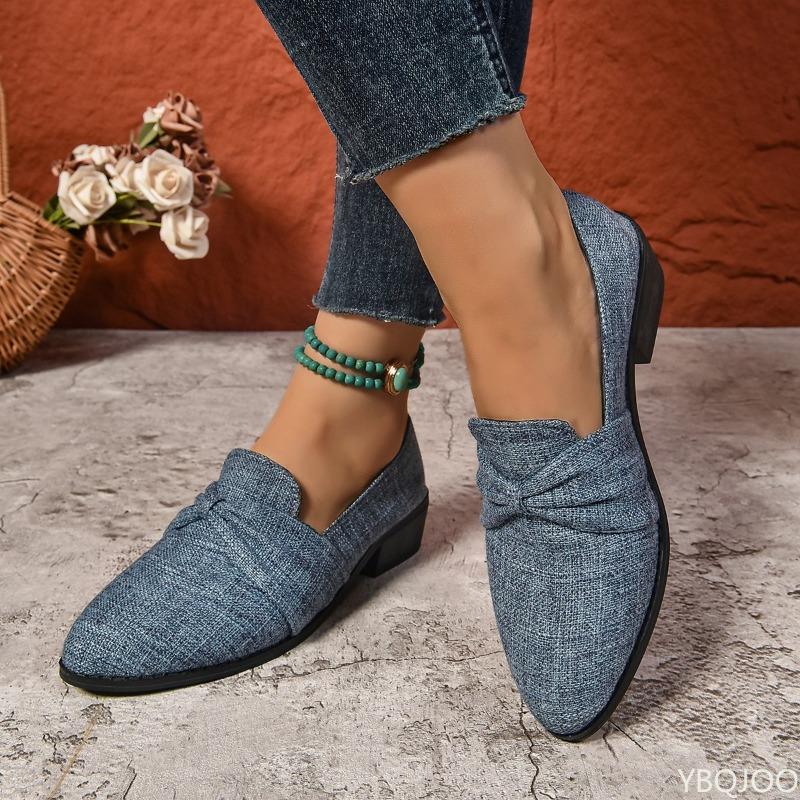Fashion Sharp pointed fashionable versatile shoes women's spring autumn new elegant minimalist thick heeled shoes women flats