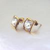Les Trésors De Lily [E9074] - Gold Plated 'Linda' Earrings Golden White - 10x10 Mm