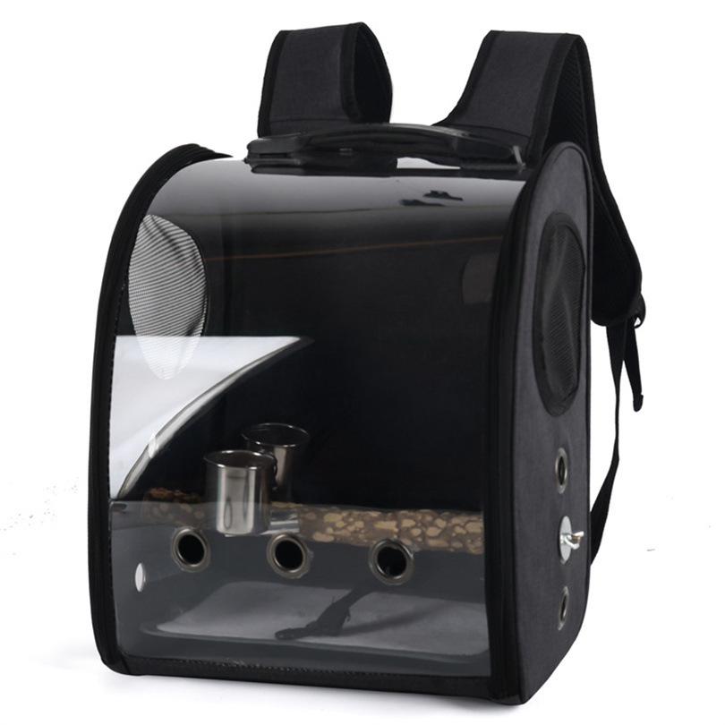 Papagei Außentasche Haustier Vogel Rucksack Kleine Haustiere Outdoor Tragbare Tasche Panorama Transparente Sitzstange mit Doppeltem Futternapf