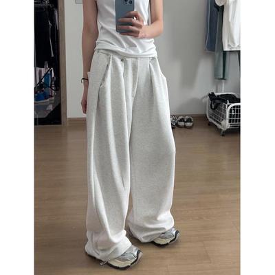 Pantaloni della tuta larghi vintage da donna autunnali Y2k coreani larghi a gamba larga con patta a zip pantaloni sportivi casual streetwear