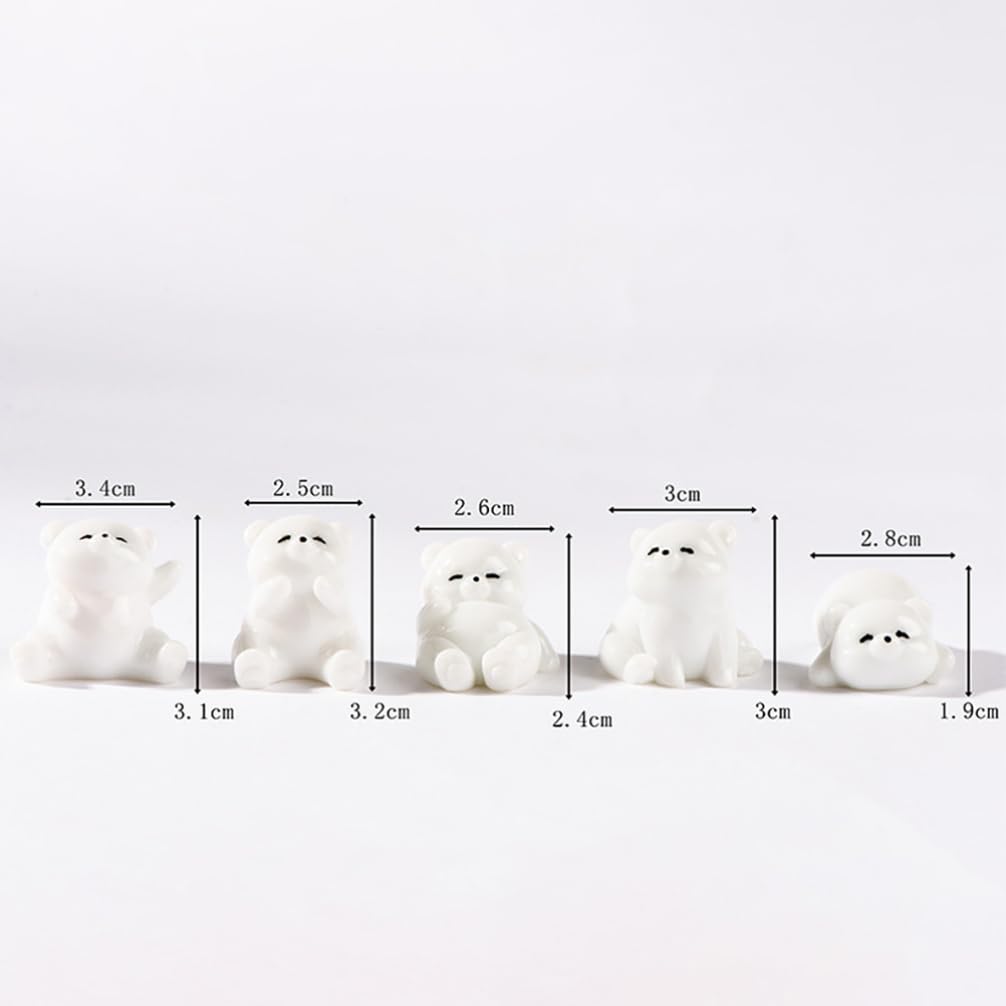 LEDMOMO Polar Bear Miniature 10-Piece Set (5 Designs) - Polar Bear Figurines, Animal Figurines, Resin, for Terrariums, Moss, Succulents, Bonsai,