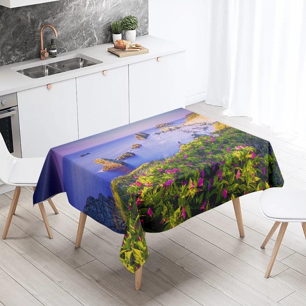 Natural World Landscape Tablecloth Camping  Waterproof Rectangular  Restaurant Table Home Decor