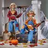 Animovaný pohybový zvukově aktivovaný hudební vícejazyčný banjo duo kostlivců Halloweenský podzimní vnitřní svítící kostlivec kostlivec dekorace