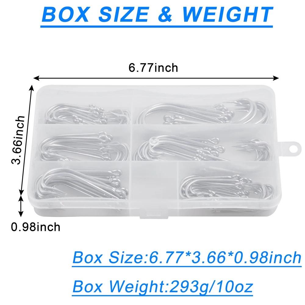110Pcs Saltwater Fishing Hooks Stainless Steel Extra Strong Long Shank Hooks O'Shaughnessy Forged Fishing Hook for Saltwater